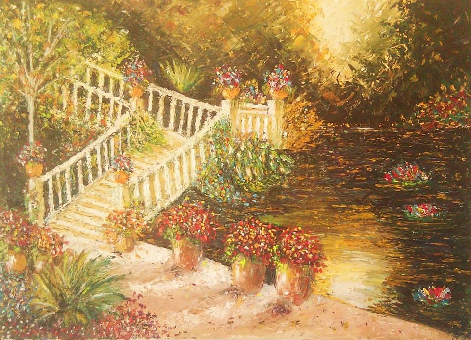 Garden oil painting 