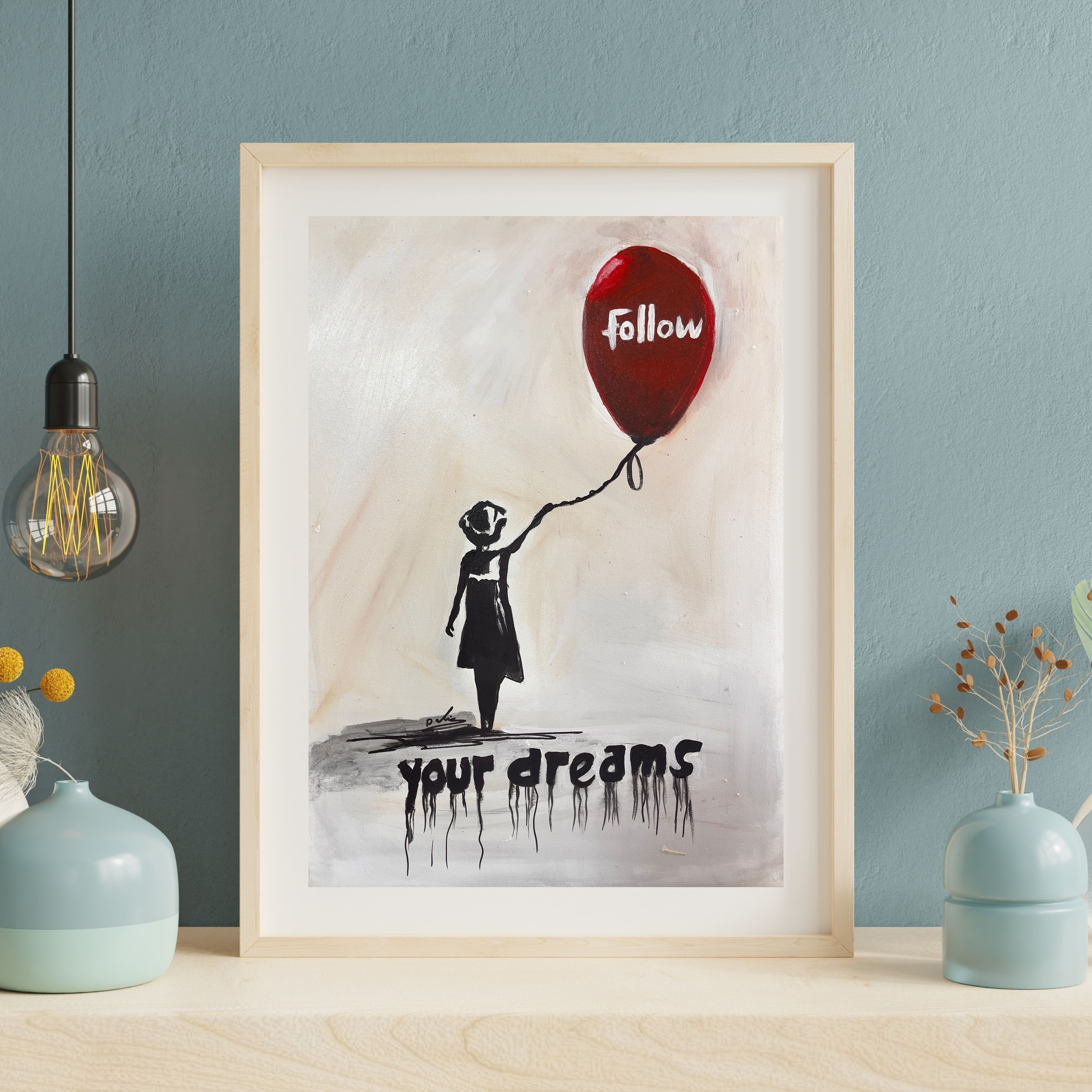 Green Watercolor Art Wall Frame Mockup Instagram Post